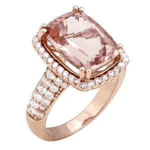Rose Gold 6.47ct Morganite Ring with .94pts Diamonds