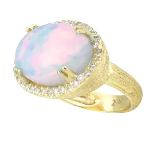 Florentine Textured Opal Ring with .34pts Diamonds