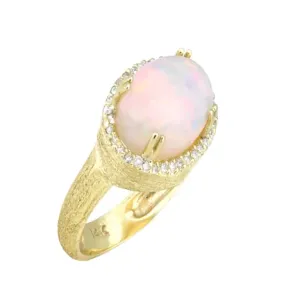 Florentine Textured Opal Ring with .22pts Diamonds