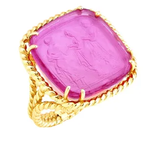 Three Graces Venetian Glass Ring with Twisted Rope
