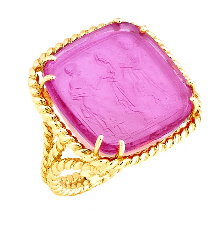 Three Graces Venetian Glass Ring with Twisted Rope