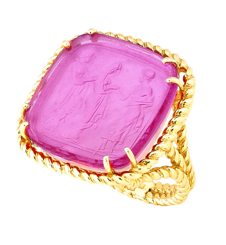 Three Graces Venetian Glass Ring with Twisted Rope - Image 2