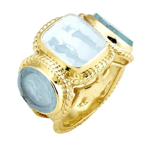 Venetian Glass Triple Horse and Oedipus with Sphinx Ring