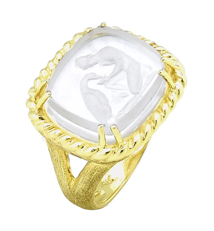 Ganymede with Eagle Venetian Glass Ring with Twist Rope - Image 2