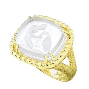 Ganymede with Eagle Venetian Glass Ring with Twist Rope