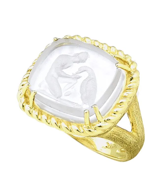 Ganymede with Eagle Venetian Glass Ring with Twist Rope