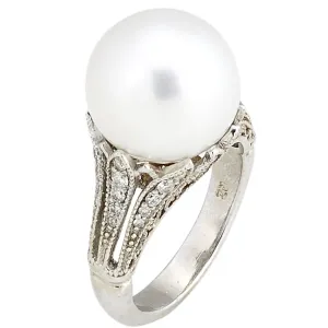White Gold South Sea Pearl with .50pts Diamonds