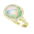 East to West 4ct Ethiopian Opal Ring with .48pt Diamond Halo