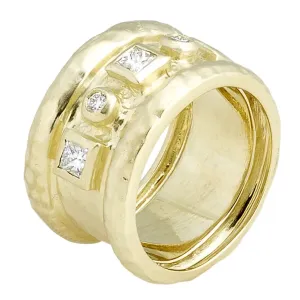 The Hammered Band Ring with .59pts Diamonds