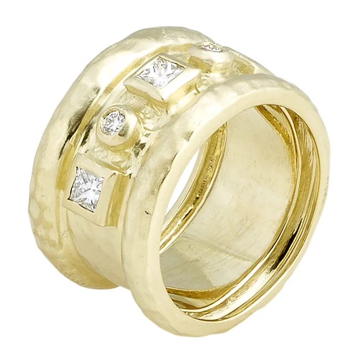 The Hammered Band Ring with .59pts Diamonds