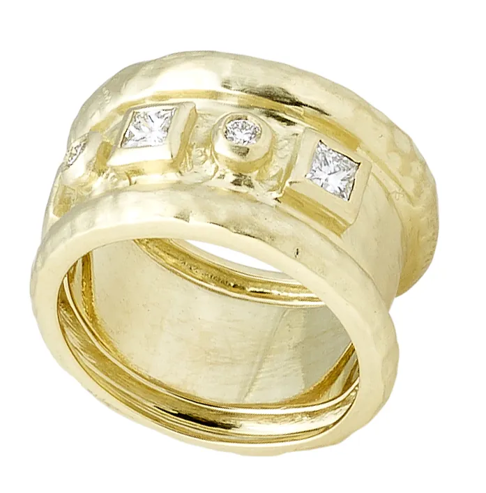 The Hammered Band Ring with .59pts Diamonds - Image 2