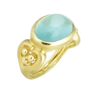 Oval Bezel Set Aquamarine Cabochon Ring