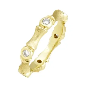 Bamboo Style Stackable Band with .30pts Diamonds