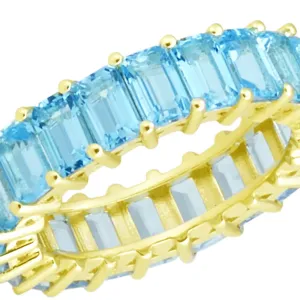 Blue Topaz Emerald Cut Eternity Band
