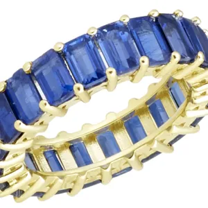 Royal Blue Kyanite Emerald Cut Eternity Band